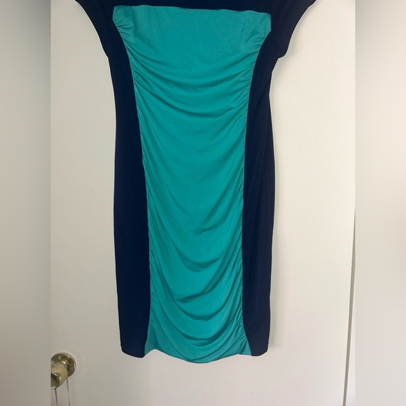 Maternity Blue Ruched Sheath Mini Dress - Picture 4 of 6